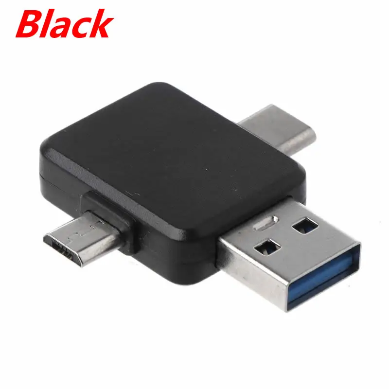 Black 8Pin для Lightning Женский к USB+ type C+ Micro USB Мужской зарядный переходник конвертер адаптер для Android смартфона планшета - Цвет: Black