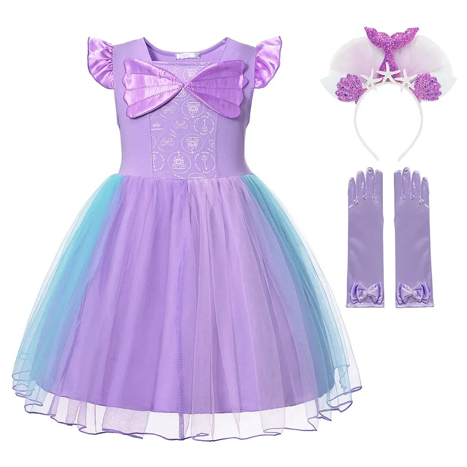 Dress H2 Нарядное платье Белоснежки для девочек; детское летнее Очаровательное платье Анны, Рапунцель, Золушки, Авроры, русалки; праздничный костюм на Хэллоуин - Цвет: Dress H2