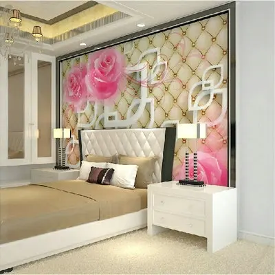 Large modern concise television sofa background large floral pattern wallpaper 3d wall panels cellophane roll | Обустройство дома