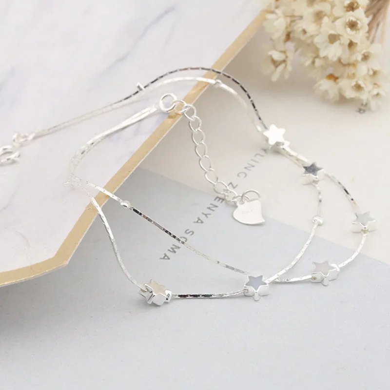 Tisvina Новое поступление двойной браслет на лодыжку звезда для женщин богемная