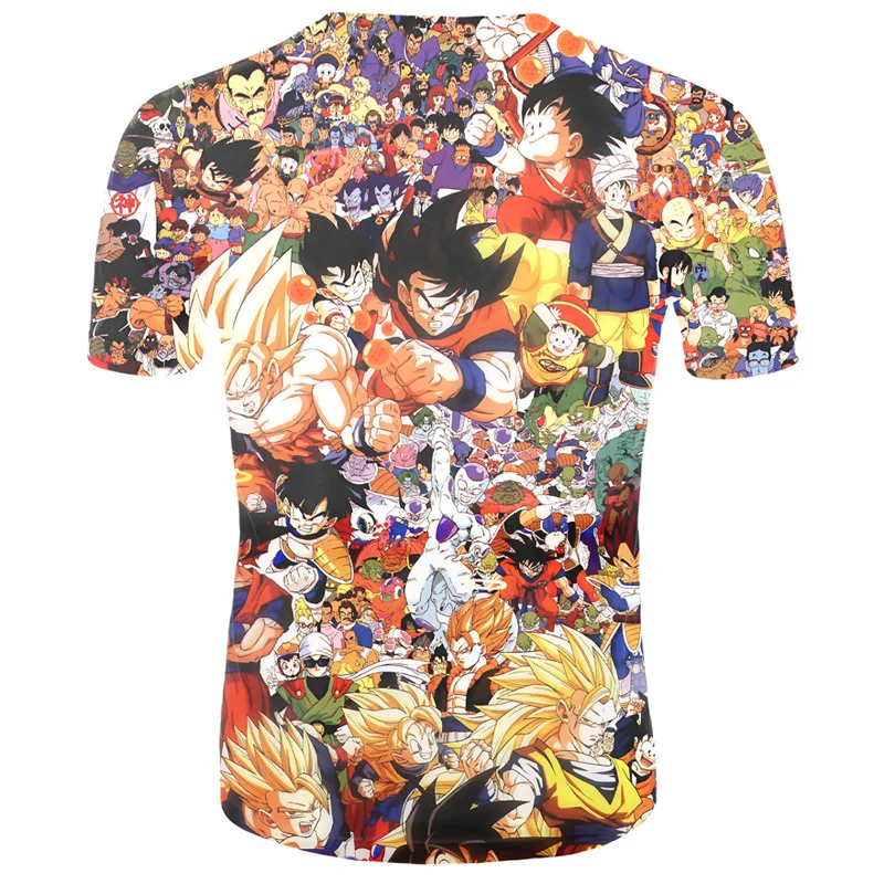 Футболка Dragon Ball Z мужская домашняя кофта с круглым горлом Super Saiyan Fight Goku Повседневная модная футболка Летняя футболка с 3D принтом Топ