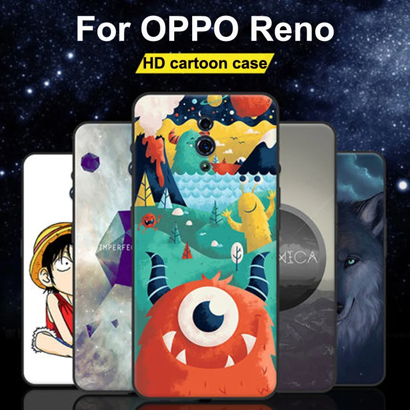 

Чехол для OPPO Reno, мягкий силиконовый чехол из ТПУ с мультяшным рисунком для OPPO Reno PBEM00, защитный чехол для задней панели PBEM00