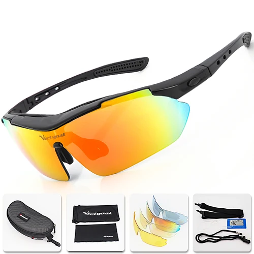 Blk Cycling Glasses VICTGOAL, очки для велоспорта, поляризационные, UV400, спортивные, для велоспорта, солнцезащитные очки для мужчин и женщин, очки для бега, велосипеда, 5 линз, очки для горного велосипеда - Цвет: Blk Cycling Glasses