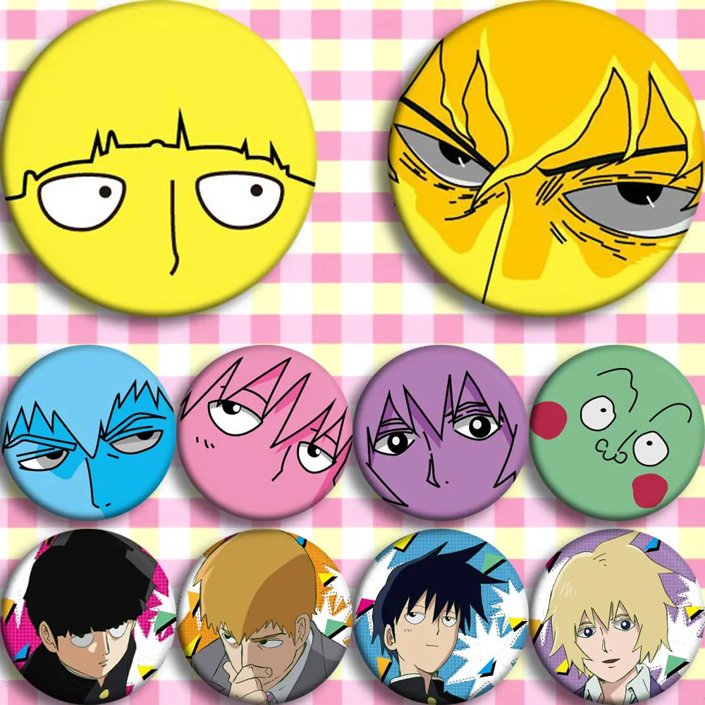 

Japan Anime mob psycho 100 mob Cosplay Badge Cartoon Brooch Pins Collection Backpacks Badges For Bags Button gifts