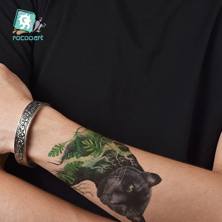 Временная Акварельная тату-наклейка ROCOOART Tiger водостойкая Мода искусственные