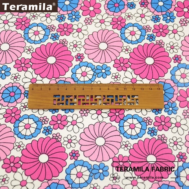 Teramila хлопок поплин Ткань мягкий напечатаны розовый sumflower Стиль жира четверти