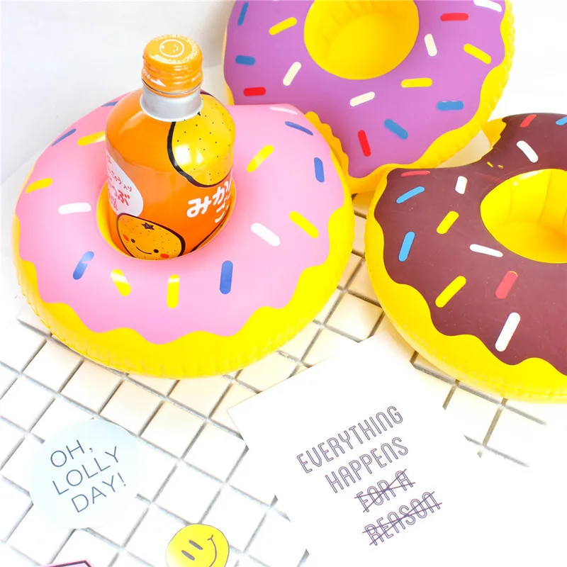 

Mini Inflatable Donut Pool Float Toys Drink Float Cup Holder Swimming Ring Kids Bath Toys Adults Beach
