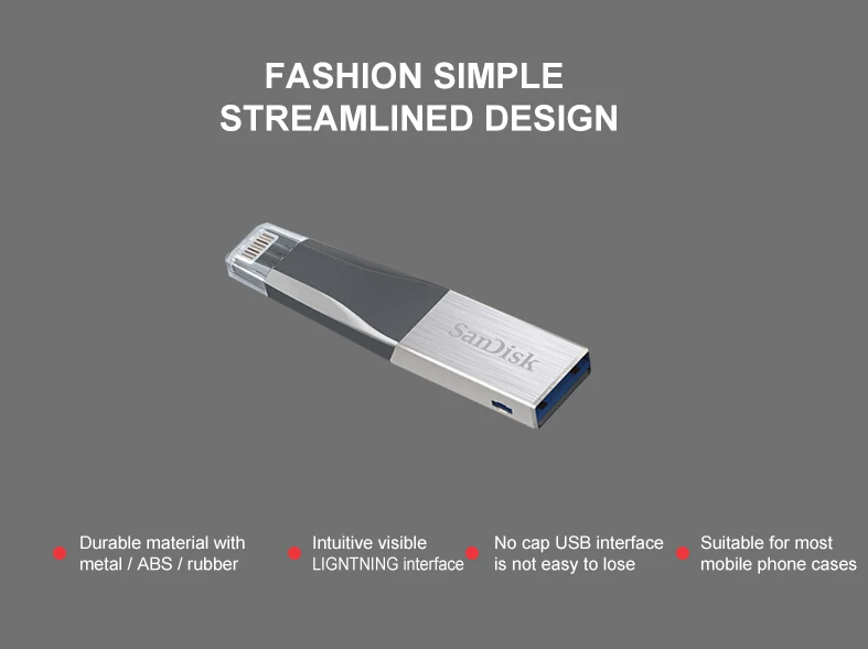 Флеш-накопитель sandisk iXPAND USB 3,0 OTG 32 Гб 64 ГБ, флеш-накопитель Lightning на металлическую ручку 128 ГБ, u-диск для iPhone, iPad, iPod, карта памяти