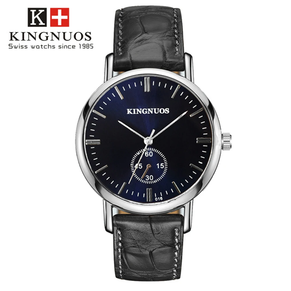 2020 модные роскошные Бизнес Кварцевые часы для мужчин кожаный ремешок черные