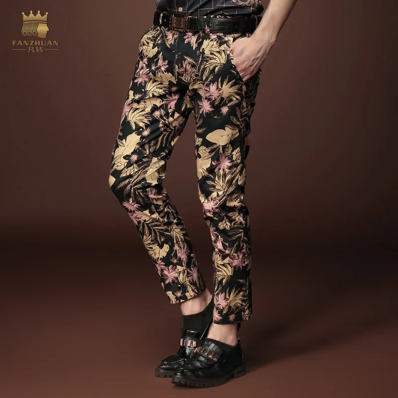 Free Shipping fashion casual Men's male New 2015 man summer nine jeans personality stamp ninth pants trousers 15915 on sale | Мужская