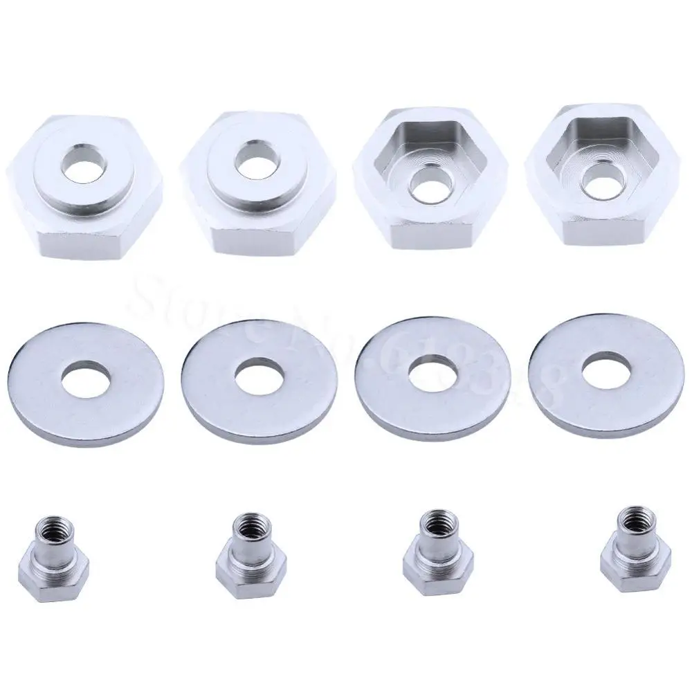 4-Pack 12 мм поворот 17 мм колеса с шестигранным адаптером для 1/10 масштаб Tamiya Axial RC4WD Traxxas HPI Himoto HSP Losi Kyosho Baja автомобиль - Цвет: Sliver