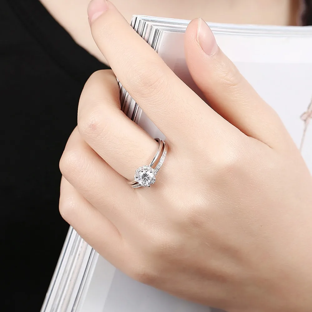 Классическая Пара 100% реального чистого серебра 925 пробы Серебряное кольцо с