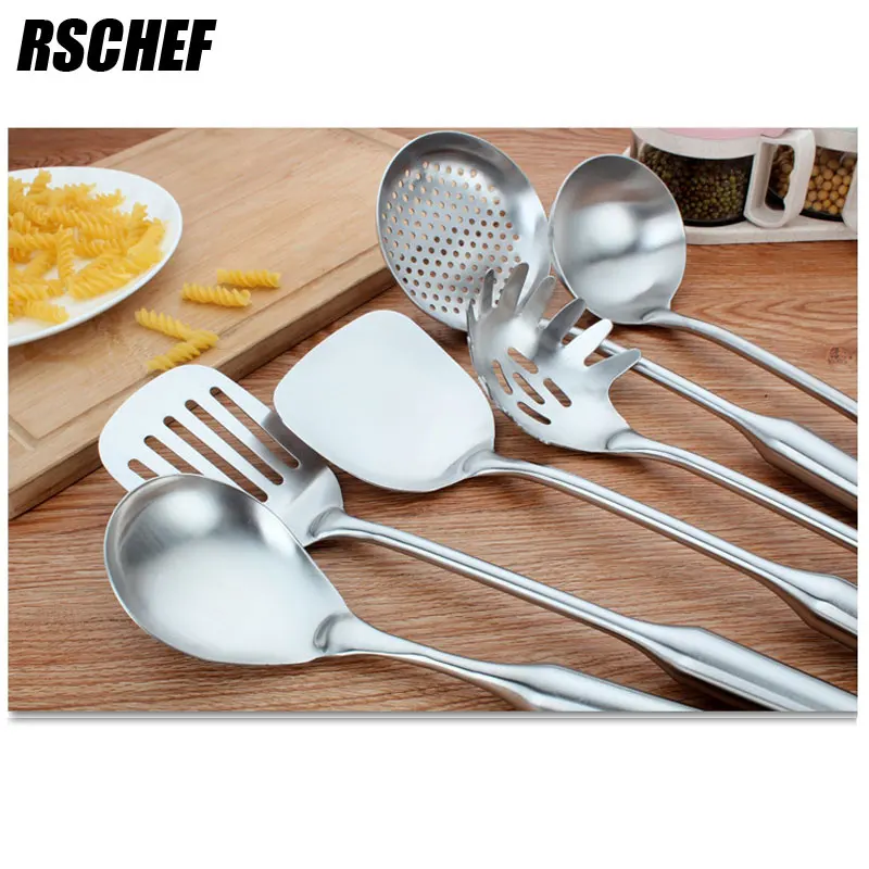 RSCHEF 6 шт. кухонная лопатка из нержавеющей стали 304 ложка шпатель дуршлаг