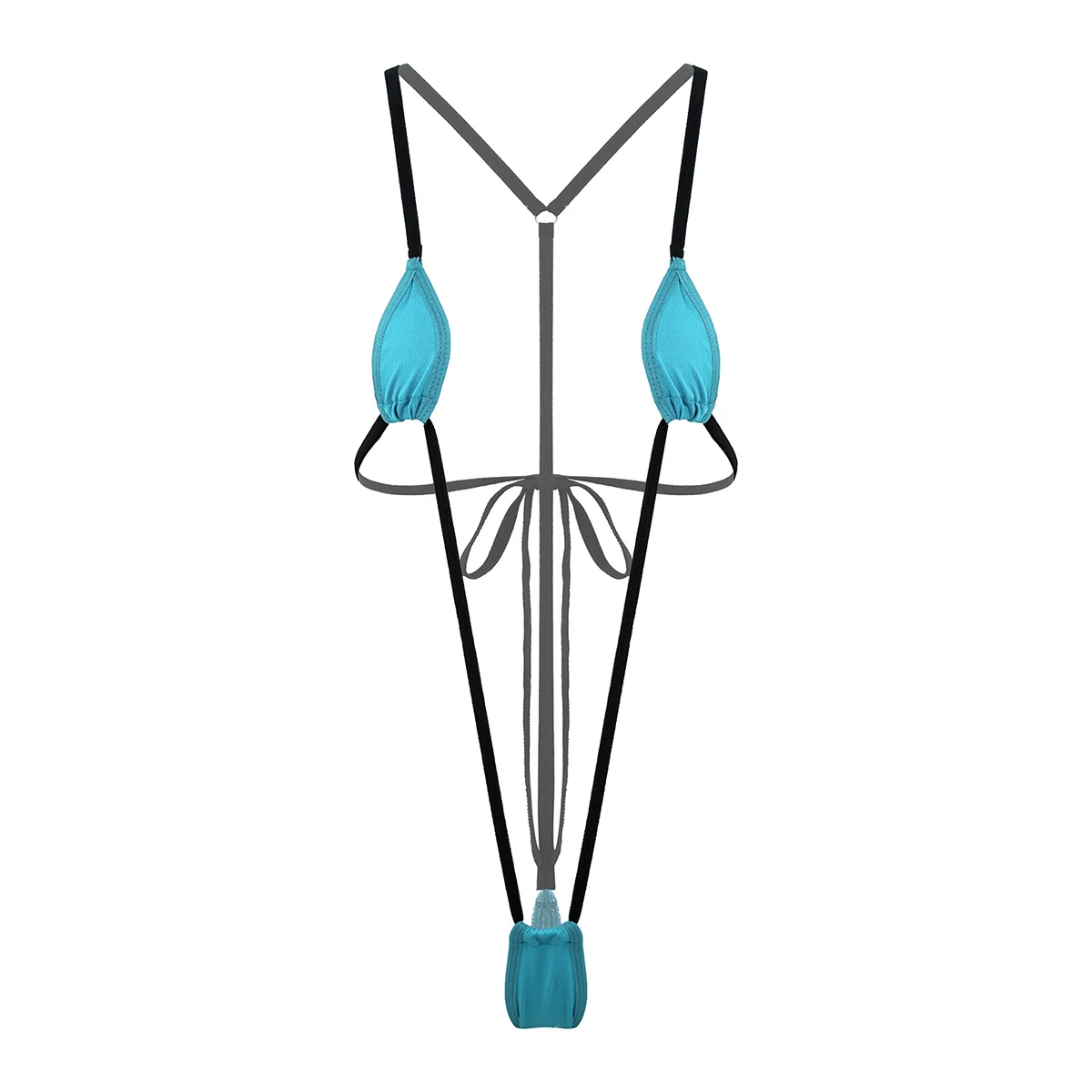 Light Blue Сексуальное летнее женское цельное нижнее белье на бретельках с y-образной спинкой с высокой посадкой, мини микро бикини, одежда для сна, пляжный купальник - Цвет: Light Blue