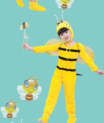 Yellow 001 Детские костюмы на Рождество, Хэллоуин, пчела, вечерние костюмы для девочек, костюмы животных для костюмированной вечеринки, аксессуары для выступлений с крыльями, комплекты из 4 предметов - Цвет: Yellow 001