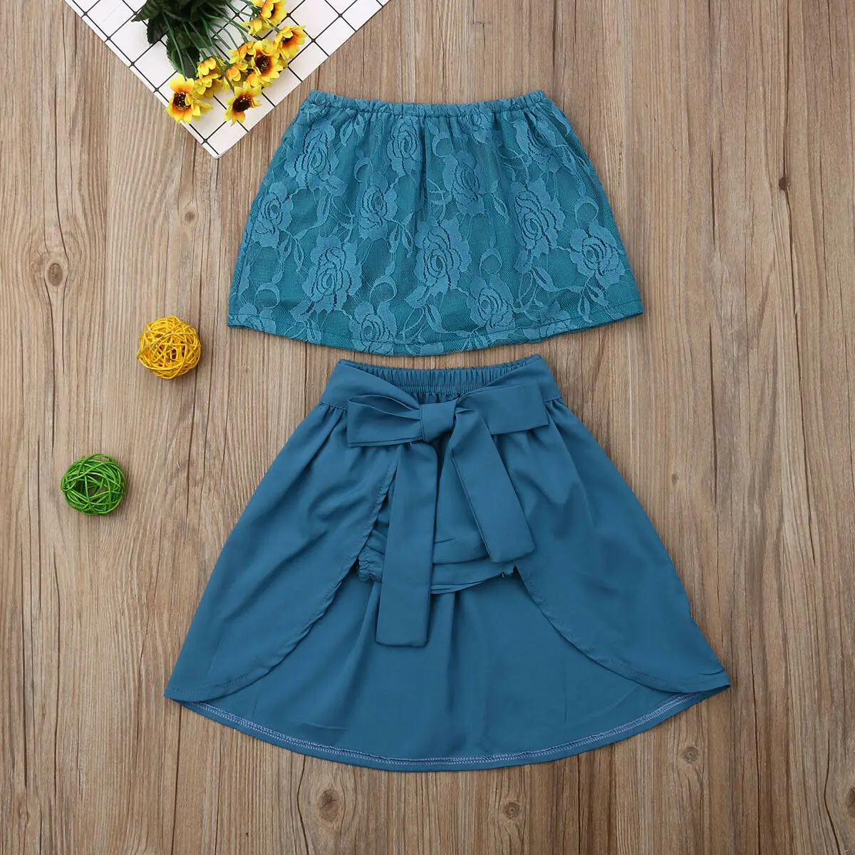 Комплект одежды из 3 предметов для маленьких девочек кружевной топ с цветочным