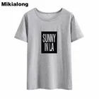 Свободная Повседневная хлопковая Футболка MIkialong Sunny Inla женская футболка в стиле Харадзюку 2018, черная, белая футболка с круглым вырезом, женские топы