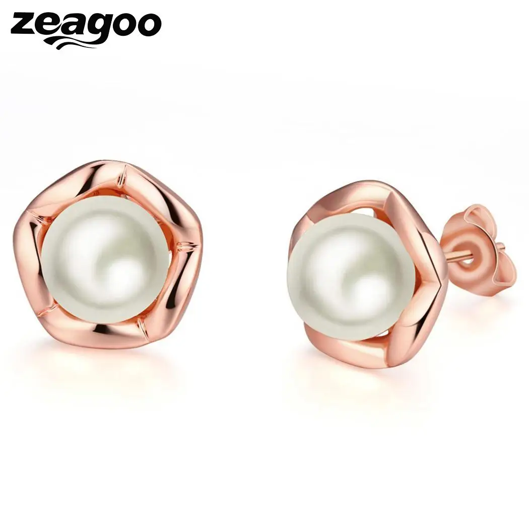 Для женщин Jewelry Серьги с жемчугом пирсинг Роза искусственного уха Модные формы