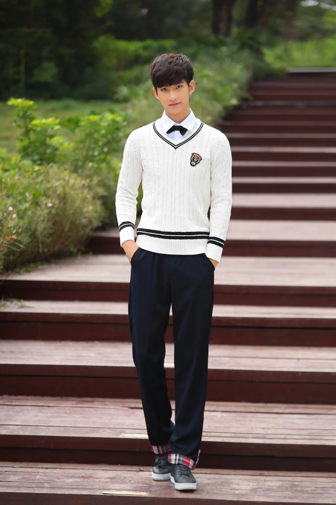 Японский и корейский школьная форма хлопковый свитер + рубашка юбка для девочек