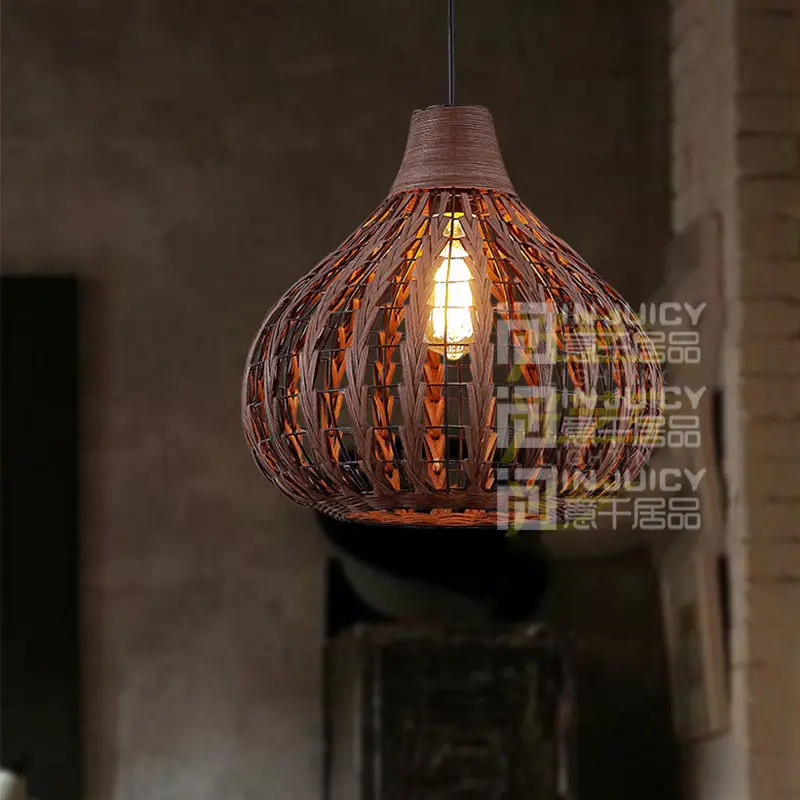 Винтажный светодиодный светильник из ротанга с плетением в виде птичьего гнезда