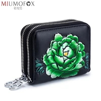 2020 rfid blocking card holder double zippe cards wallet rose printing coin purse women large capacity business credit card case