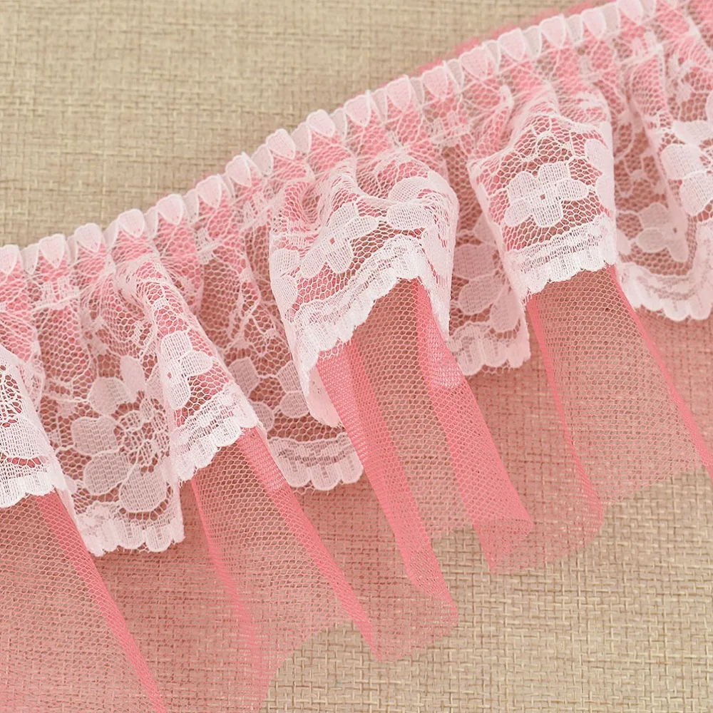 Lychee 1 ярд двойная плиссированная сетка кружевная лента для шитья сделай сам