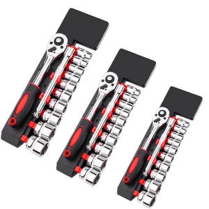 Набор гаечных ключей с трещоткой, хром-ванадиевая сталь, 14, 38, 12 дюйма, набор переходников для ремонта автомобилей