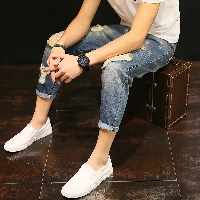 Модные мужские мешковатые рваные джинсы свободные Джоггеры в стиле хип хоп брюки