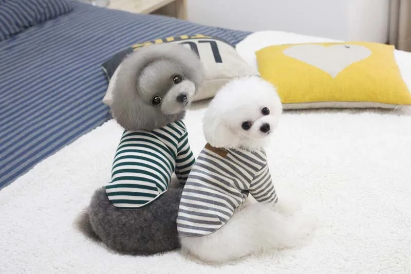 Kawaii Кошка Собака Одежда для домашних животных Чихуахуа Йоркский Мальтийский осень хлопок полосатый низ собака толстовка основной топ