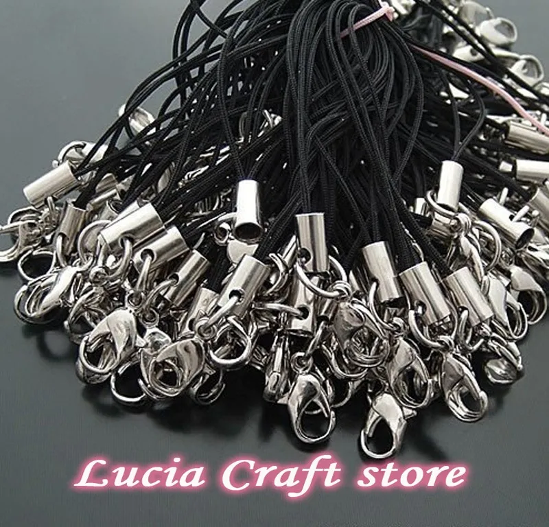 6 шт/24 шт 65 мм черный ремешок для мобильного телефона Lariat Lanyard Cordwith Lobster застежка фурнитура для одежды G1114