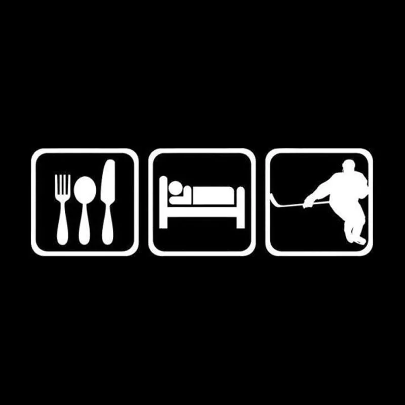 

15.2*4.7CM The Stylish Car Sticker Eat Sleep Hockey Interesting Car Styling Vinyl Decals Black/Silver C7-1236