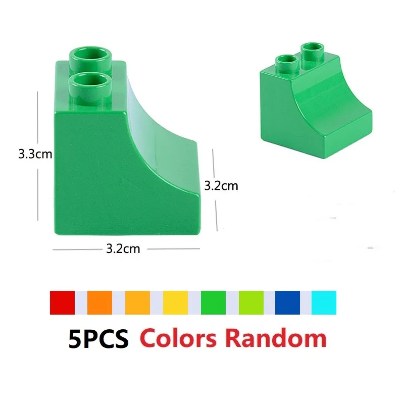 5PCS Random Color-G Строительные блоки большого размера, аксессуары, совместимые с Duploed DIY, детали блоков, рисунок, строительный лабиринт, гоночный трек, детские игрушки, подарки - Цвет: 5PCS Random Color-G