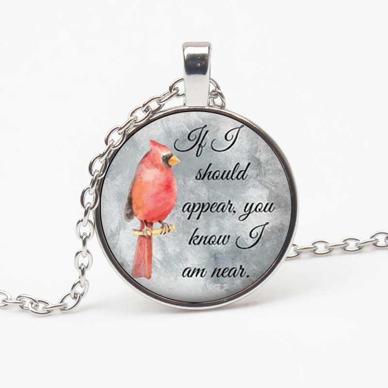 

Hot Cardinal Parrot Necklace Cardinal Necklace Round Glass Dome Rounded Christmas Gift Religion Give Him Her Charm Woman