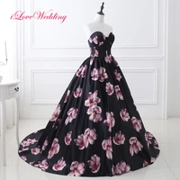 ilovewedding new arrival printed satin prom dresses 2020 sweetheart ball gown chapel train empire formal prom gowns 26402