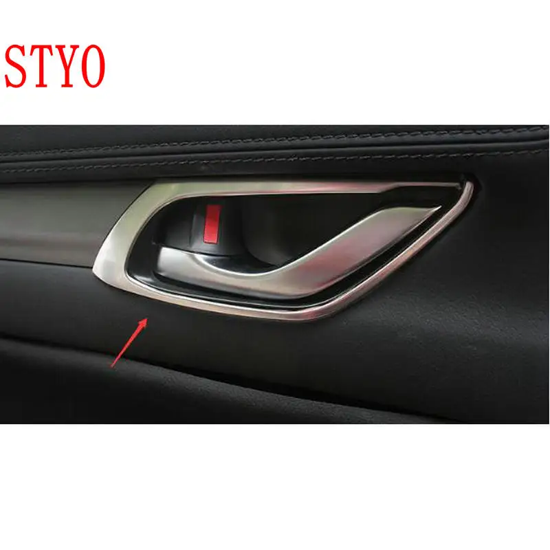

STYO Car stainless steel Interior Door Handle Bowl Frame Cover Trim For 2017-2018 LHD MAZDAS CX-5 CX5