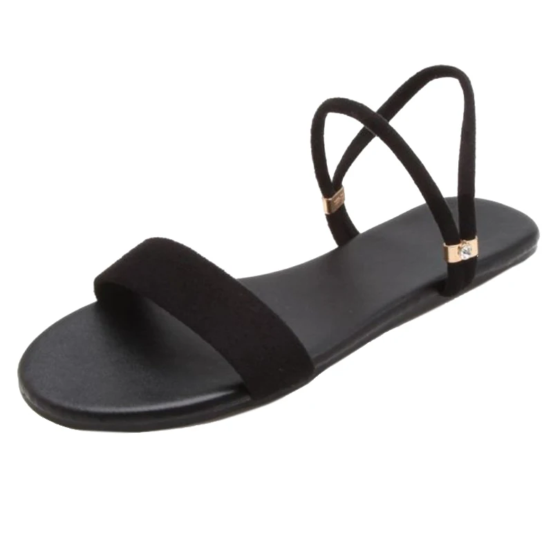 Женские римские сандалии на плоской подошве с открытым носком из искусственной