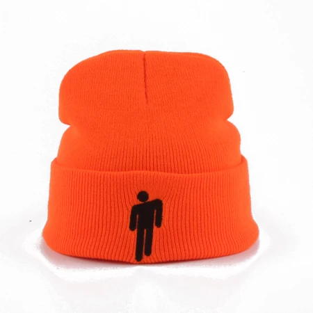 Новая модная вязаная шапка Billie Eilish с вышивкой gorro для женщин и мужчин, толстая вязаная зимняя шапка Harajuku в стиле хип-хоп Skullies Beanies - Цвет: Оранжевый
