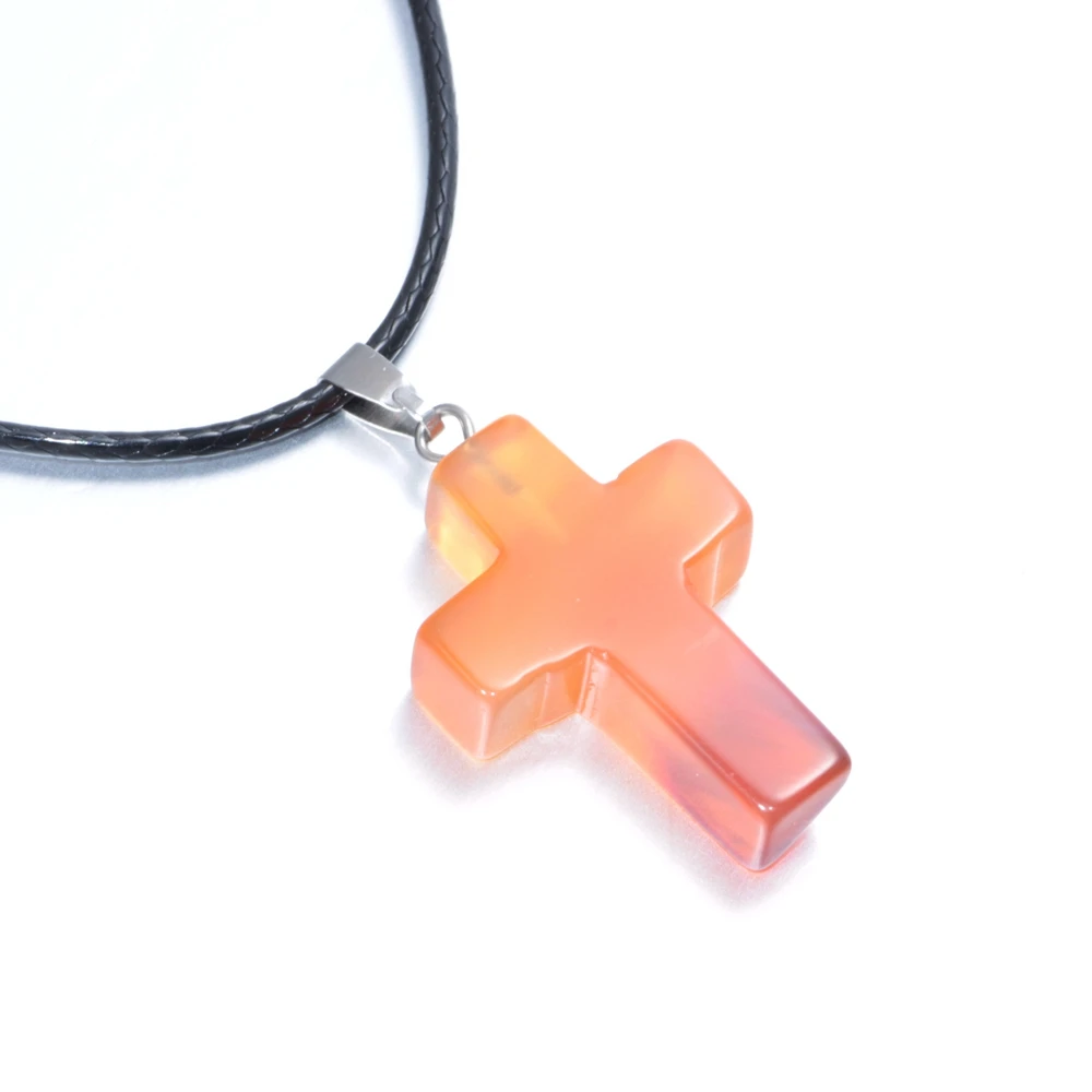 12 разных цветов модные подвески из натурального камня в форме Креста кулон