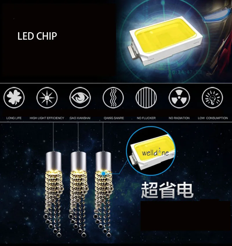 Подвесной светильник современный простой светодиодный клубный кулон с 3 лампами