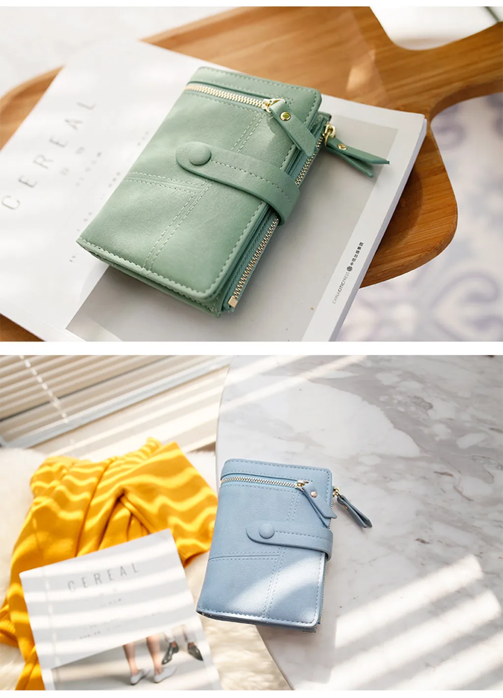 Aelicy, женские короткие кошельки, винтажные, из искусственной кожи, для девушек, с застежкой, короткий клатч, кошельки, маленькие, матовые, женский кошелек