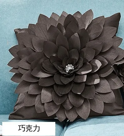 coffee flower 3D Ручная работа алмазная круглая подушка, домашний декор белый цвет слоновой кости Розовый Цветы Чехол для подушки 35x35 см с наполнением - Цвет: coffee flower