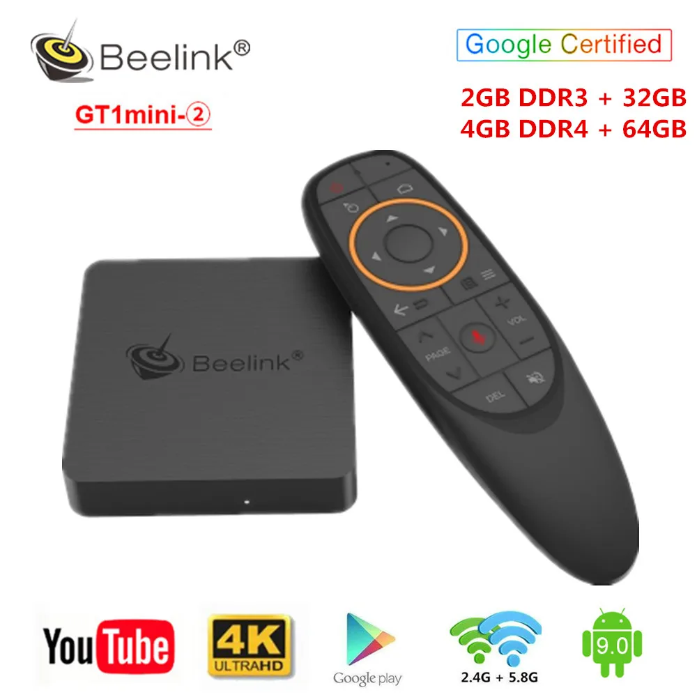 Предпродажа Beelink GT1mini 2 Android9.0 Smart tv Box Amlogic S905X3 4 Гб DDR4 64 телеприставка ГБ DDR3 + 32