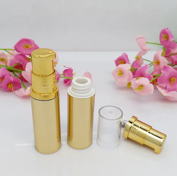 100pcs hot sale luxury 5ml  golden plastic vacuum bottle , wholesale unique 5 ml  plastic airless bottle