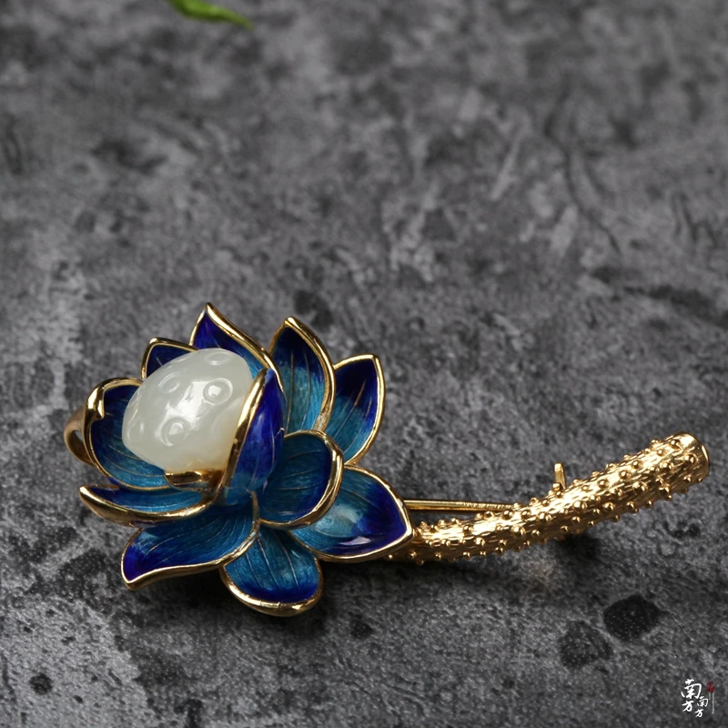 Женское винтажное ювелирное изделие Lotus Cloisonne булавка из 100% серебра 925 пробы