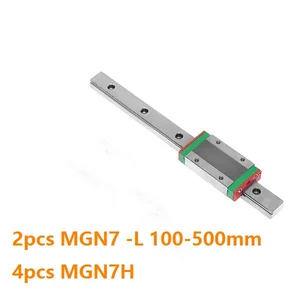 2pcs 100% Original HIWIN linear guide/rail MGN7 -L 100mm/200mm/300mm/4 00mm/500mm+4pcs  MGN7H Mini blocks for CNC parts