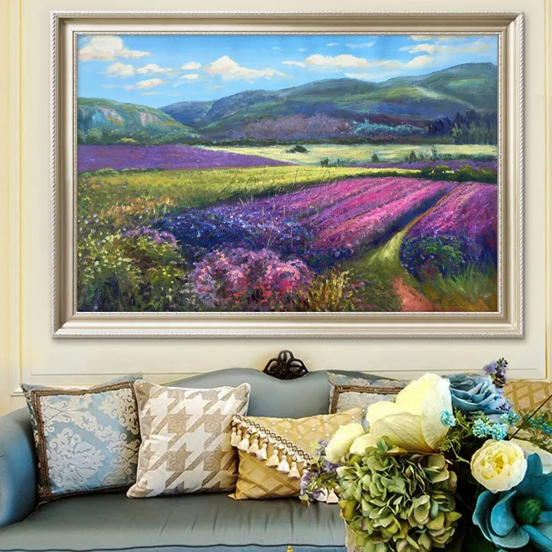 

Landscape oil painting on canvas flower field texture quadros caudros decoracion acrylic Wall Art Pictures for living Room home