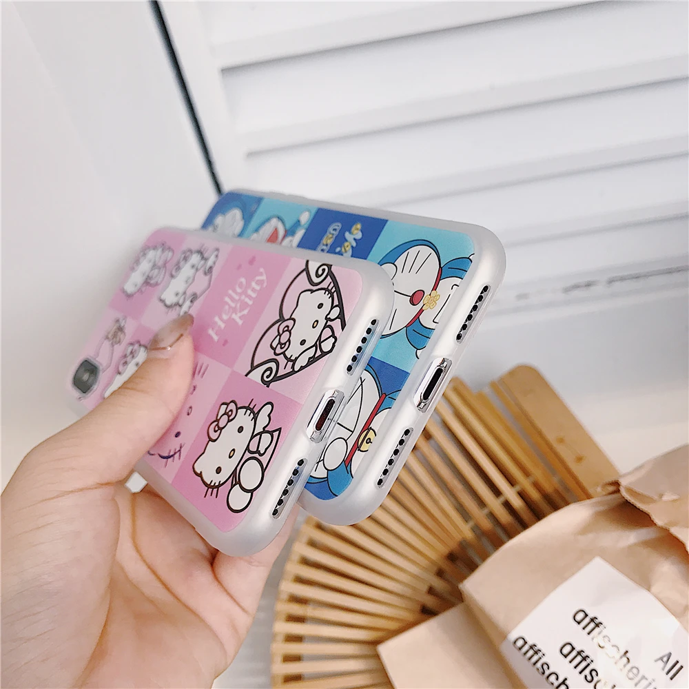 Милый нарисованный Дораэмон Телефон чехол для Iphone 6 6s 7 8 Plus пара hello kitty X XS MAX XR