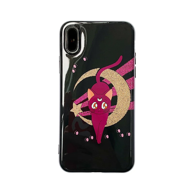 Чехол для телефона с рисунком Сейлор Мун Кот iPhone 7 8 Plus XS Max XR чехлы X 6 S мягкий чехол