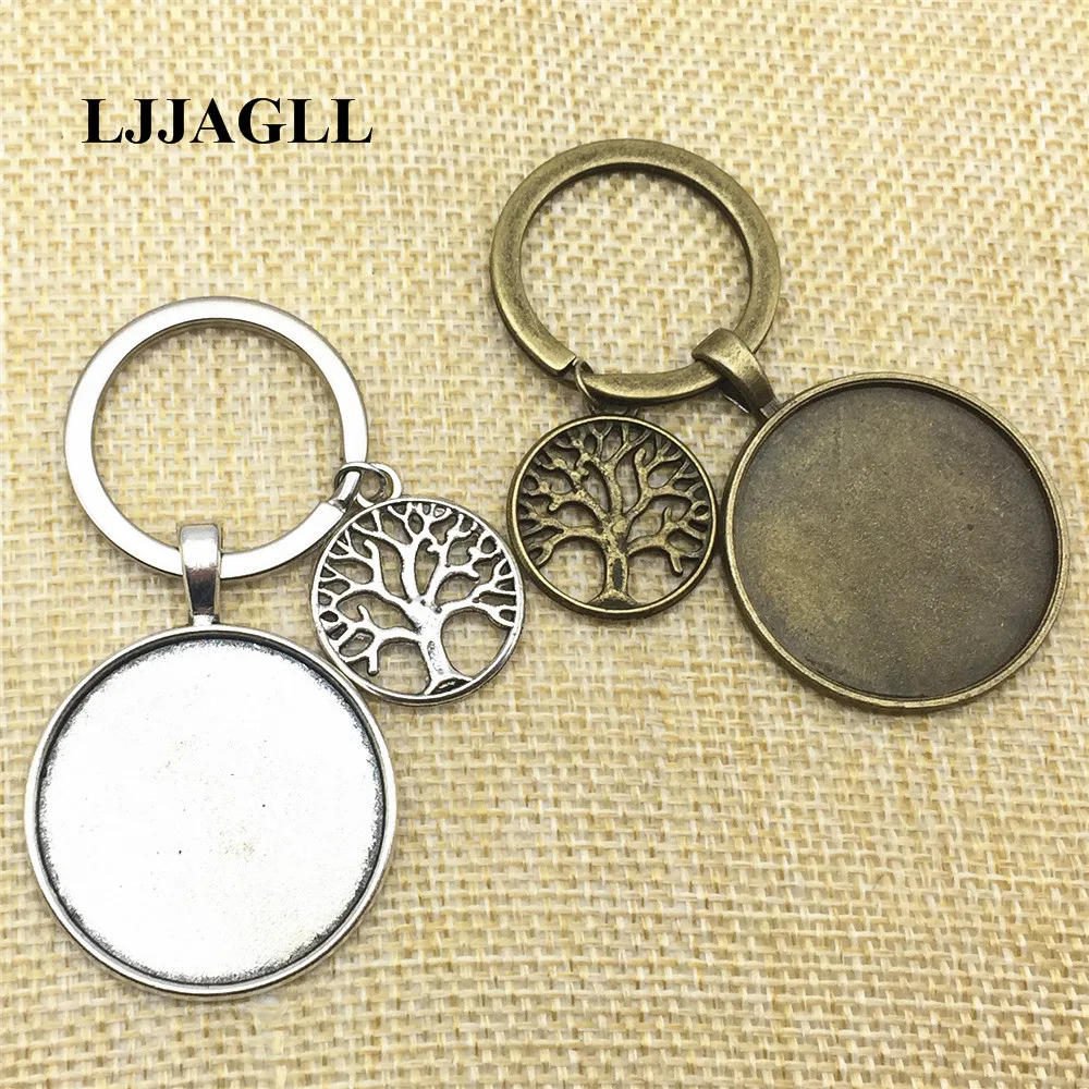 3pcs/lot Tree Of Life Charm Key Chain Silver Plated Keyring Fit round 30mm Cabochon Set Plant Pendant Diy Jewelry Make AYSQ191 | Украшения