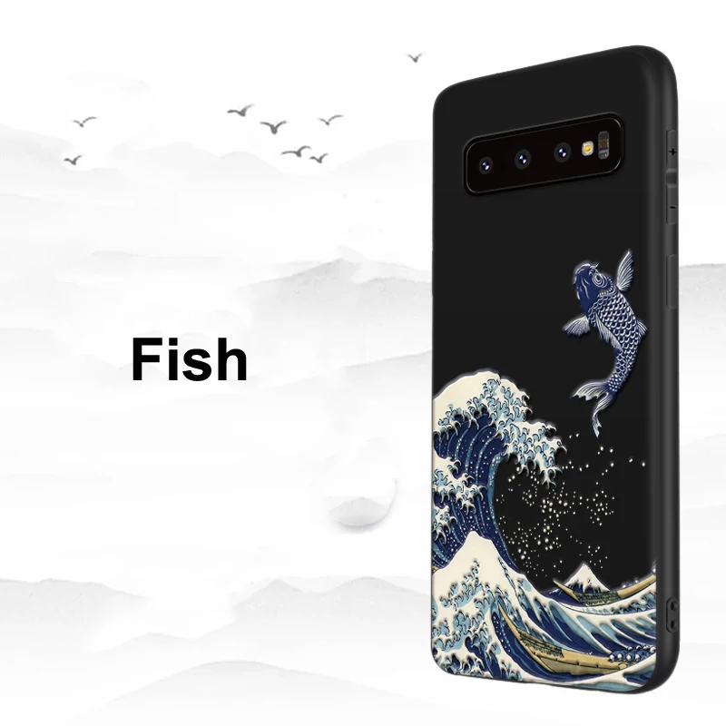 Fish Для samsung Galaxy S10 Plus S10e e Note 10 Plus 5G чехол 3D рельефный матовый мягкий чехол LICOERS Официальный чехол для Galaxy S10+ Funda - Цвет: Fish